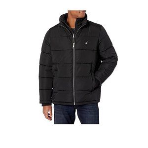 NWT Nautica Men's Puffer Jacket w/Bib Insert Wind, Water Resistant Size M 4B249